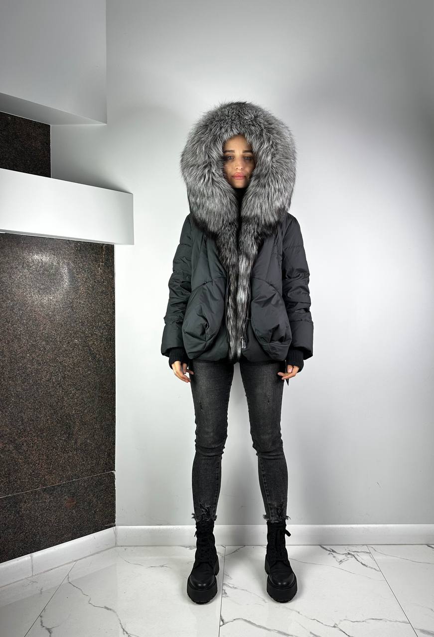 Women's Down Jacket Black / Silver fox Lucky Baltic