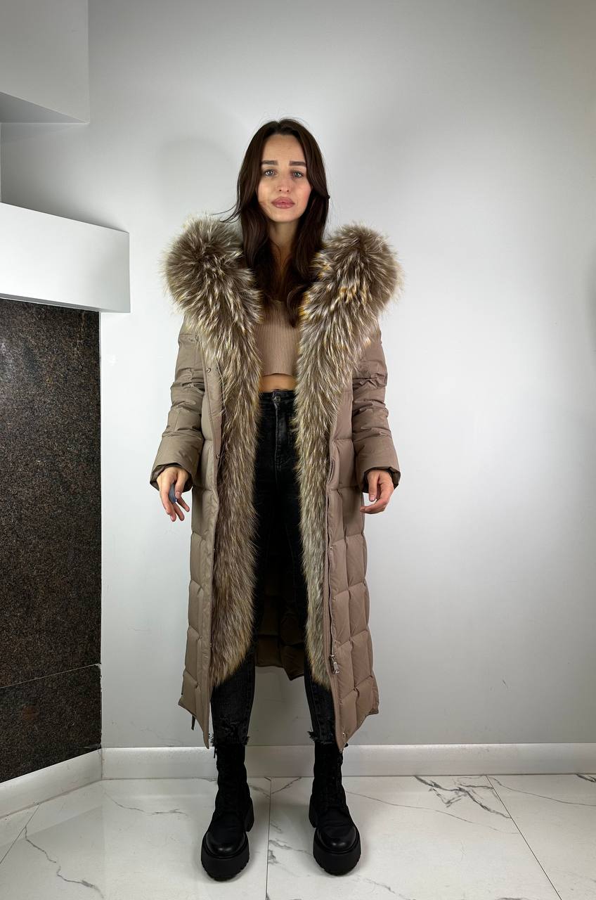 Cappuccino Down jacket for women Baltic 110 cm