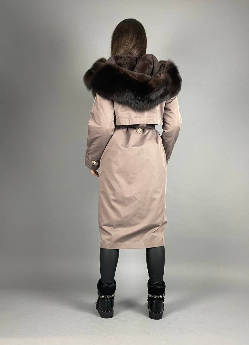 PARKA-TRENCH Baltic Cappuccino / Brown / Rex sievietēm 110 cm