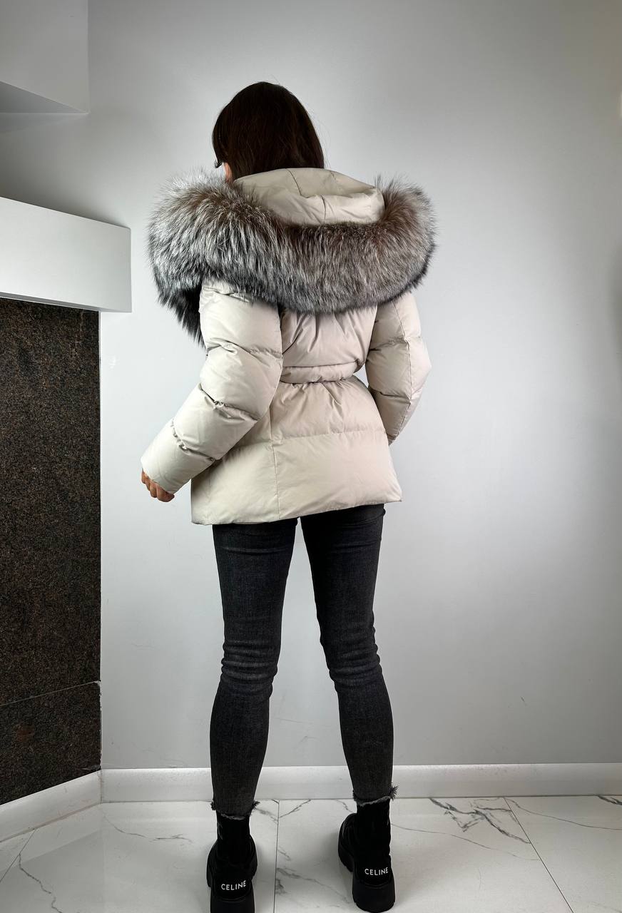 Light beigie / Fox Down Jacket for women Baltic 75 cm