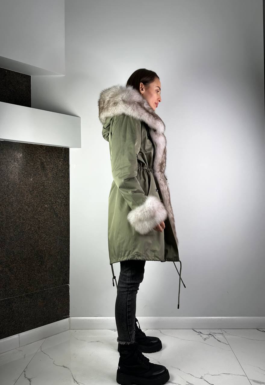 PARKA Baltic Classic Olive/White-black/Rex for women 95cm