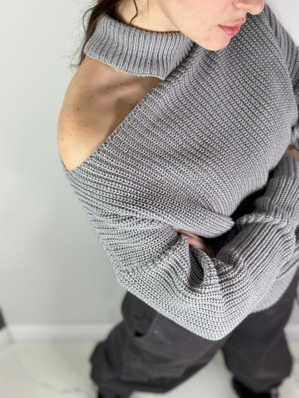 Grey Neck Sweater