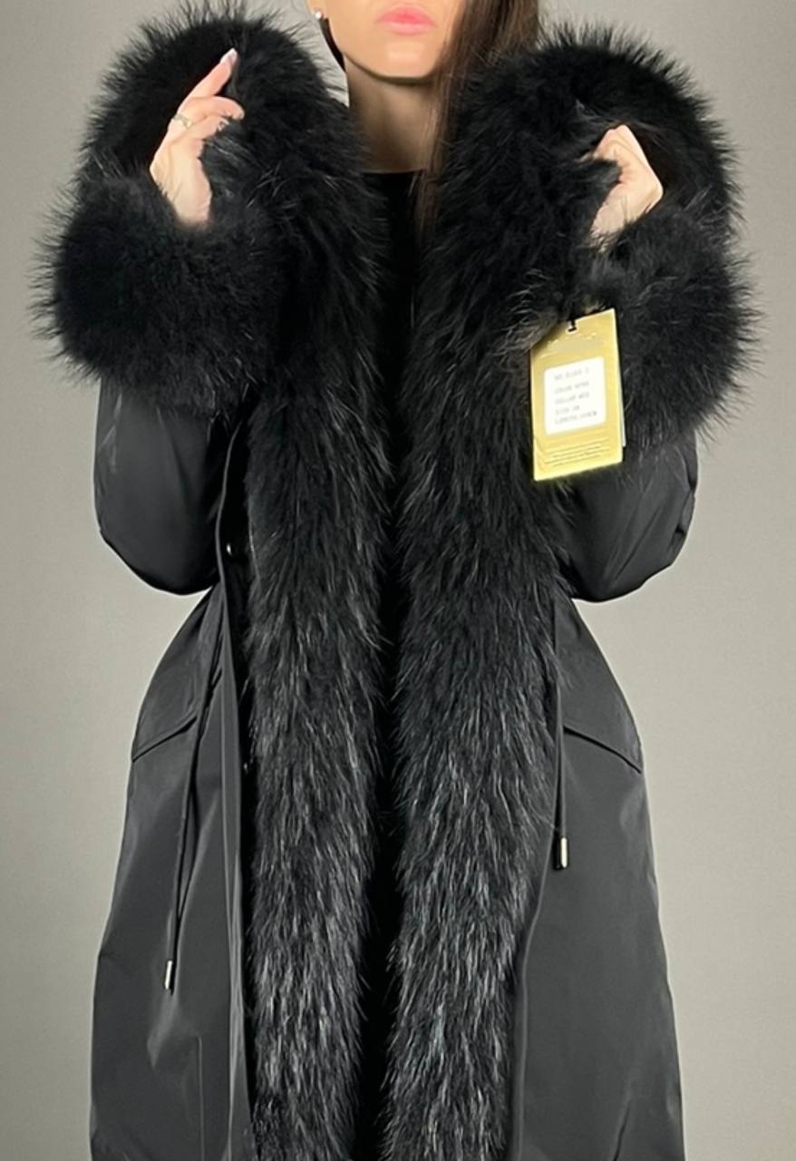 PARKA LUX Black(BF99)/Black Raccoon(M22)/Rex sievietēm 95cm