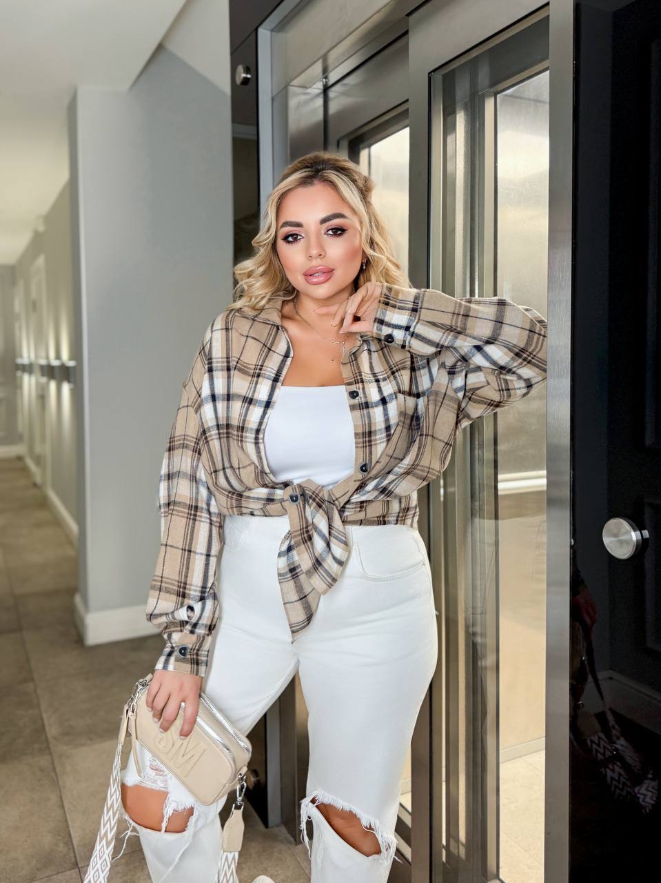 +SIZE Checkered shirt