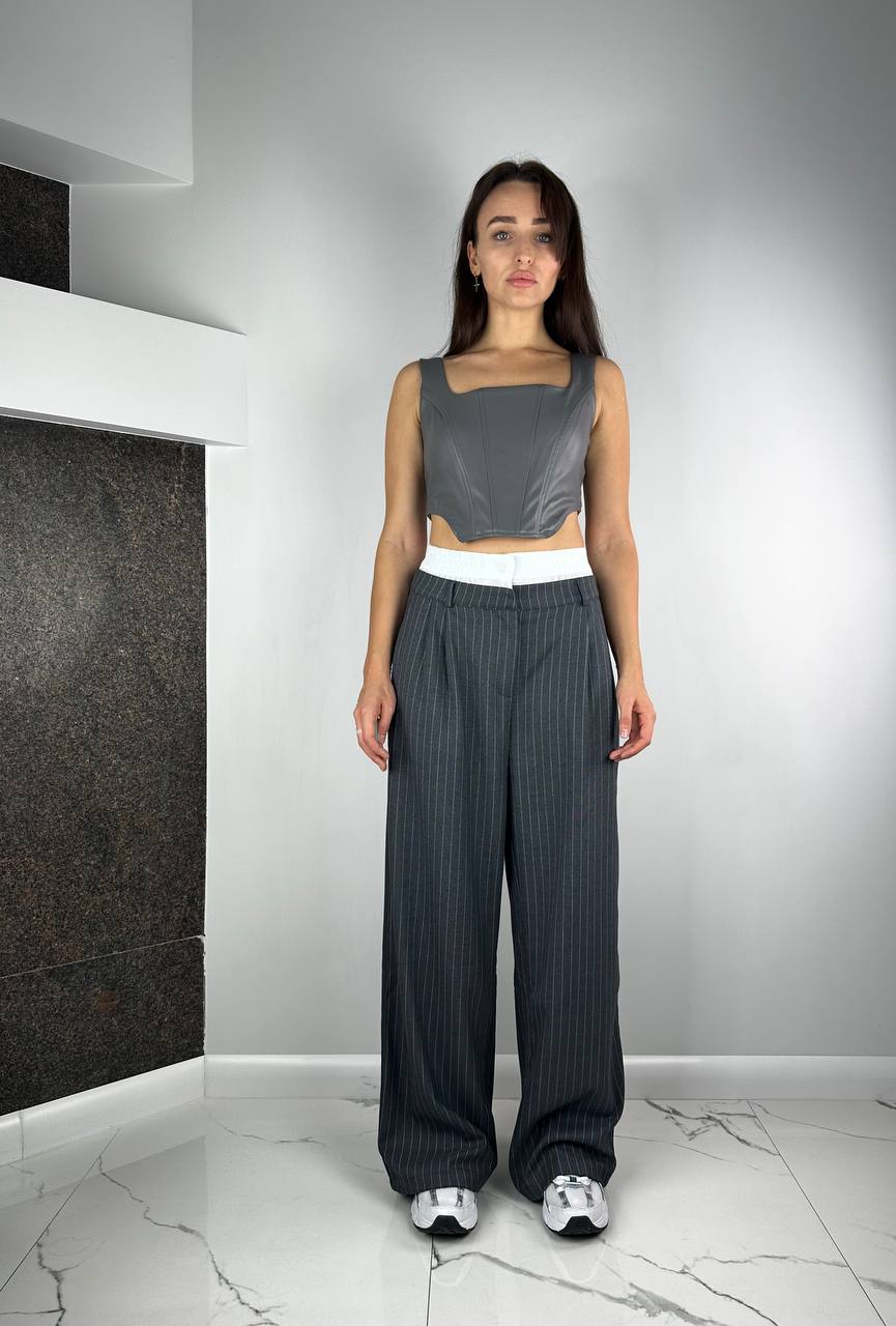 Grey Palazzo pants with white fabric