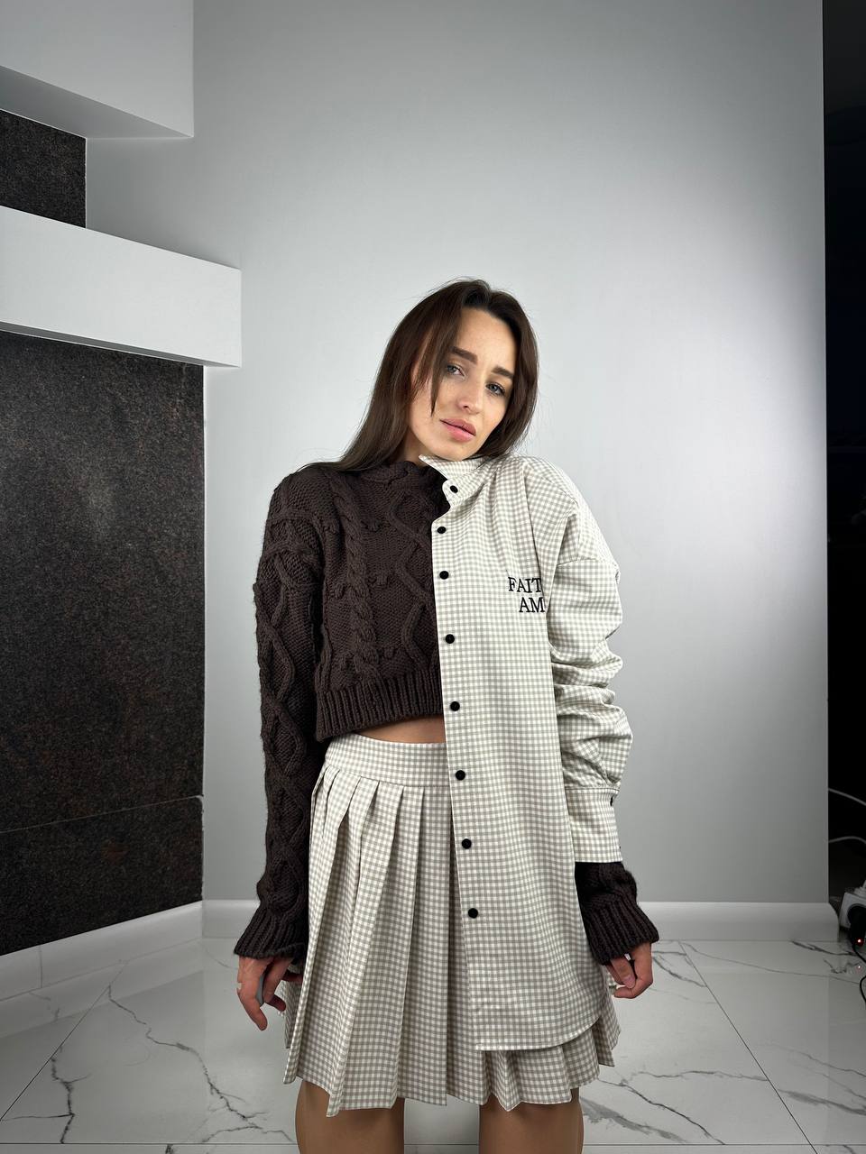 Beigie suits Set Shirt + Skirt
