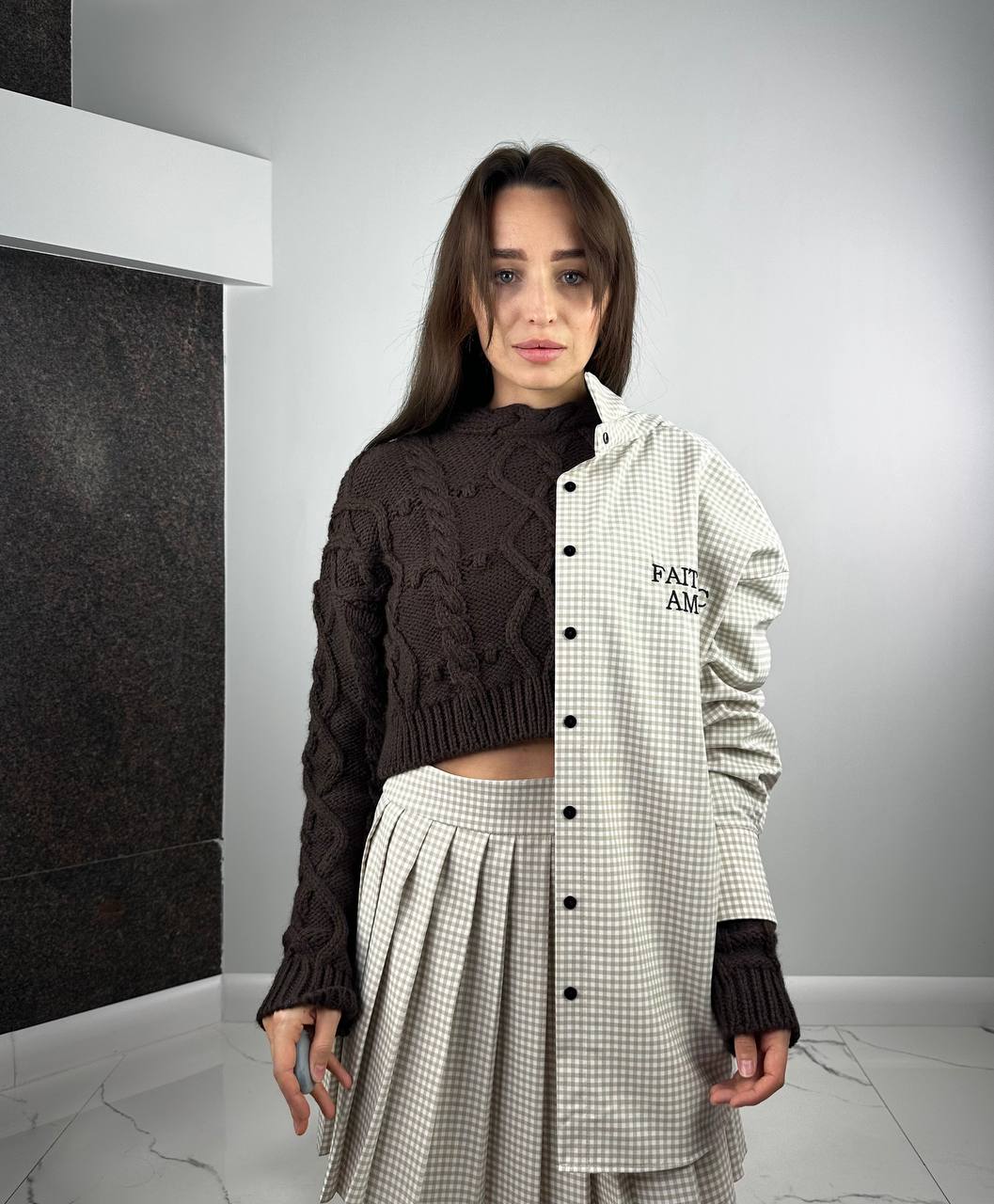 Beigie suits Set Shirt + Skirt