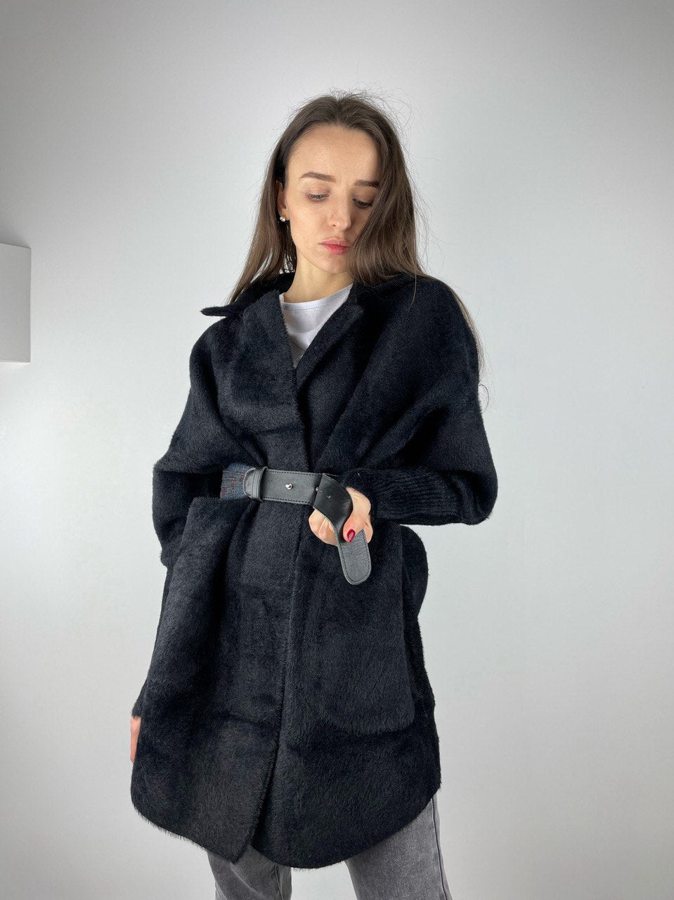 Black alpaca coat