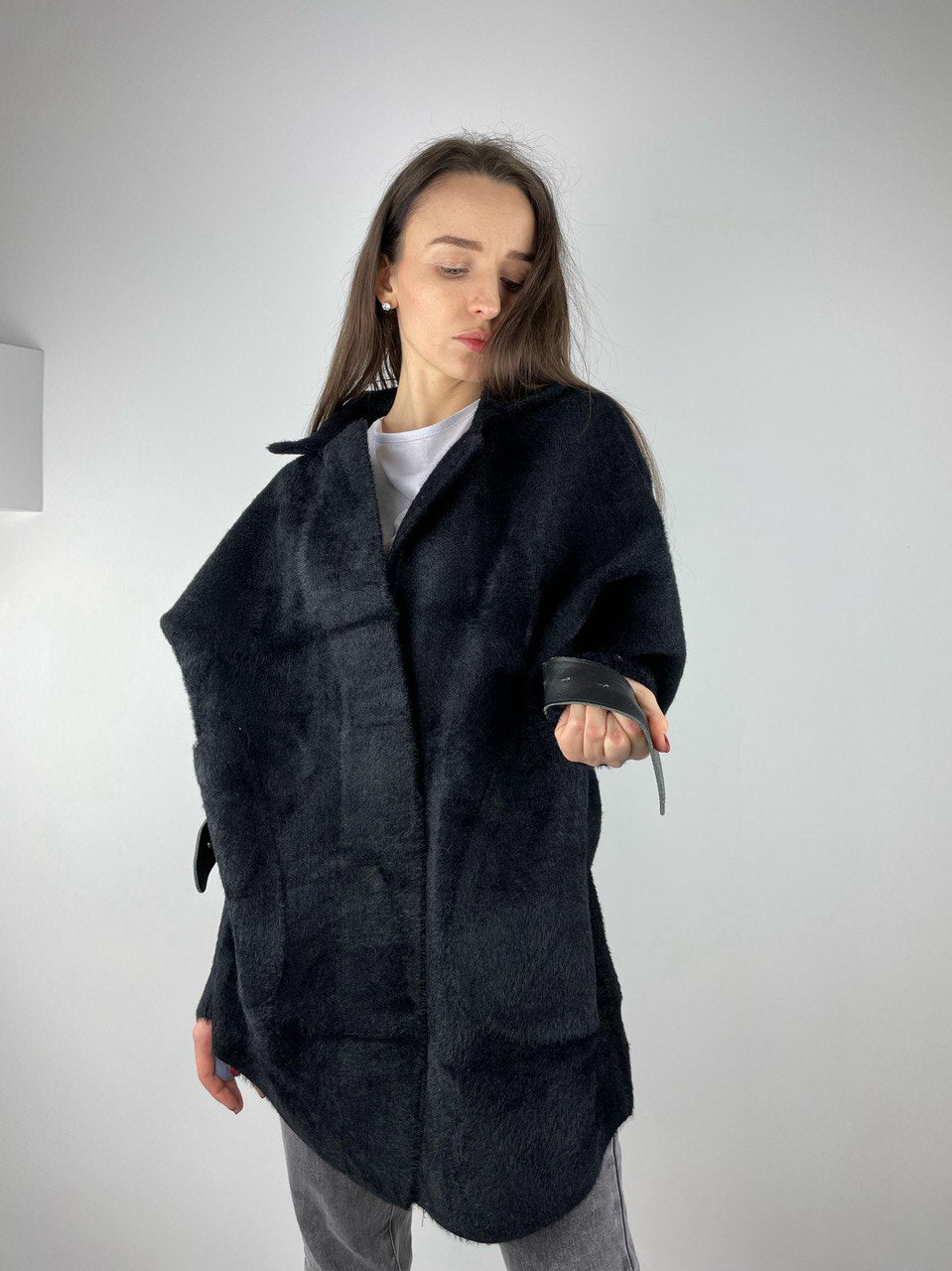 Black alpaca coat