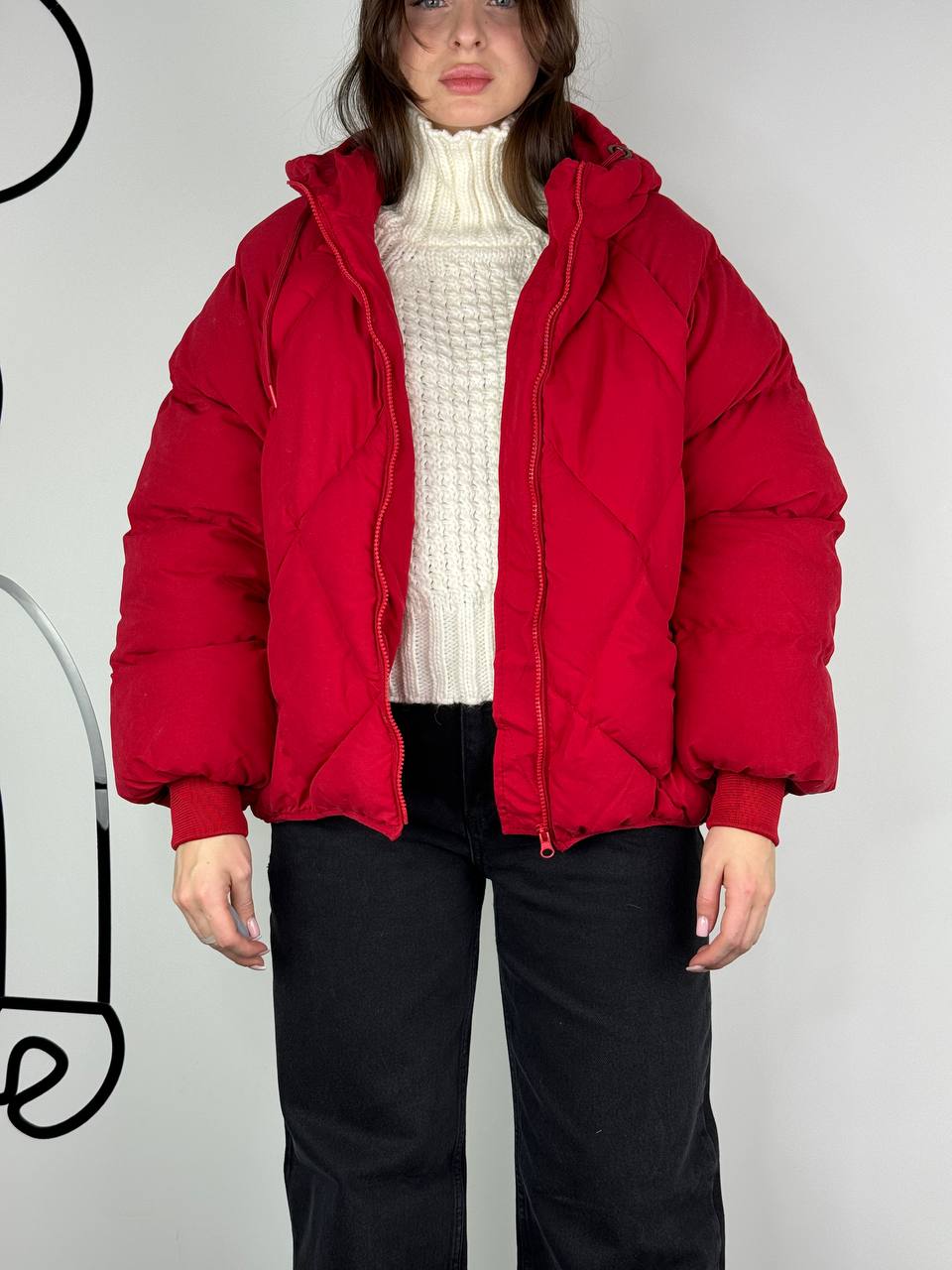 Red matte down jacket