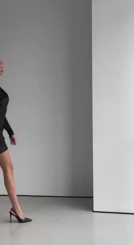 Black Shimmer Draped Velvet Mini Dress