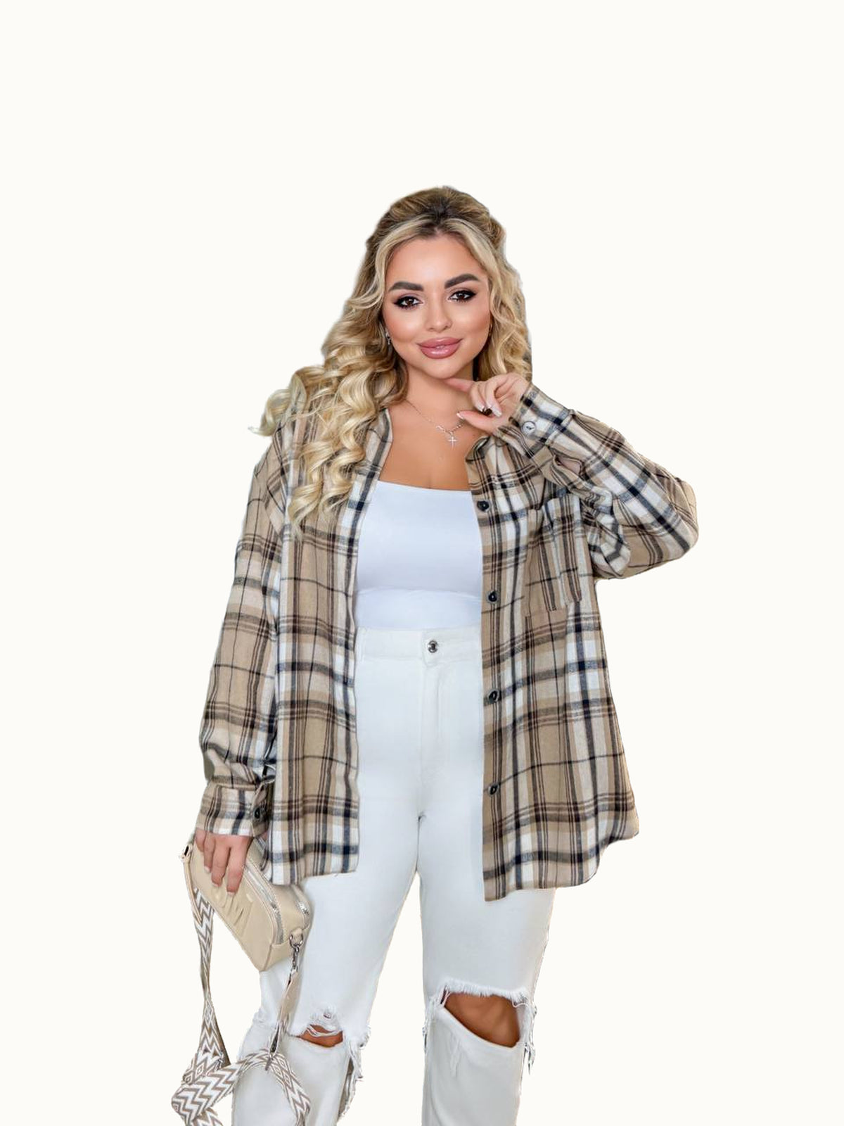 Camicia in flanella a quadri, taglie forti