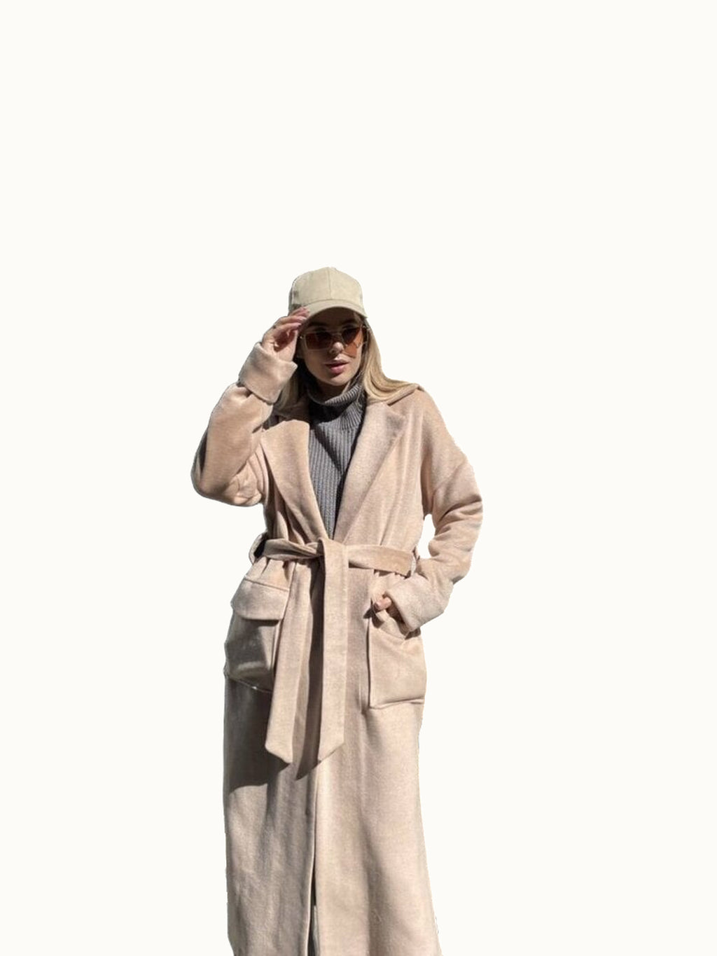 Cardiganmantel mit Wolle in Beige