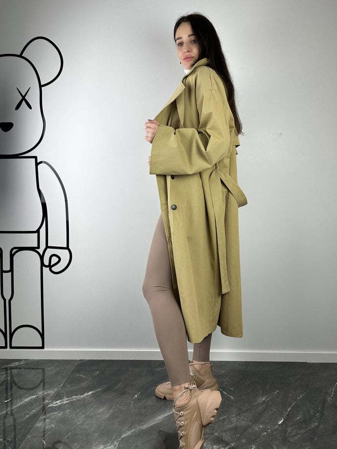 Trench oversize beige con cintura