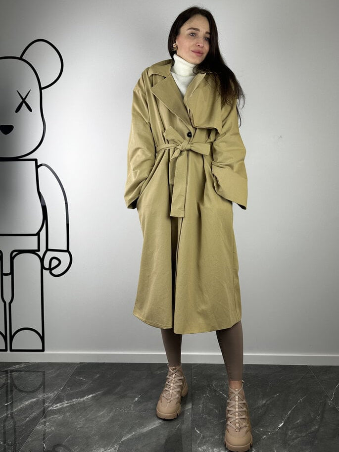 Trench oversize beige con cintura