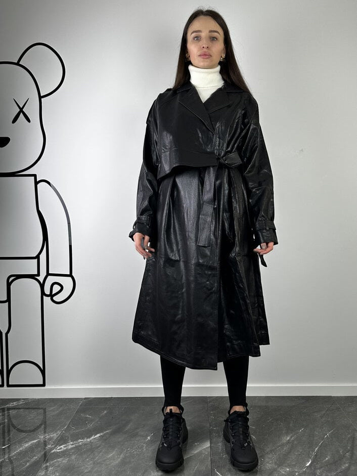 Trench in ecopelle nero
