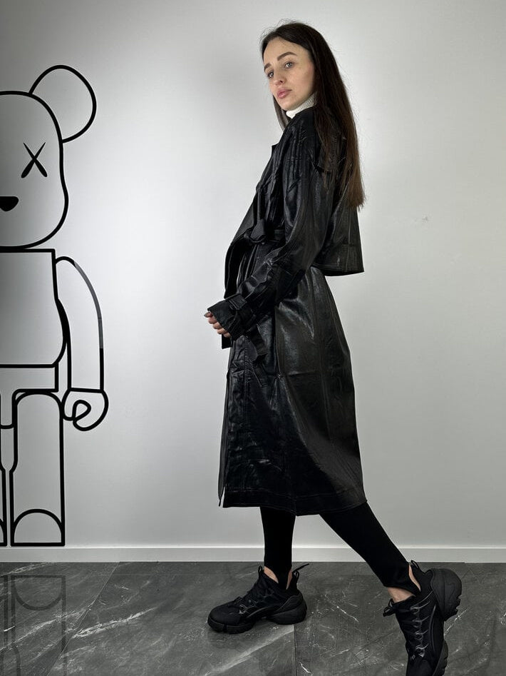Trench in ecopelle nero