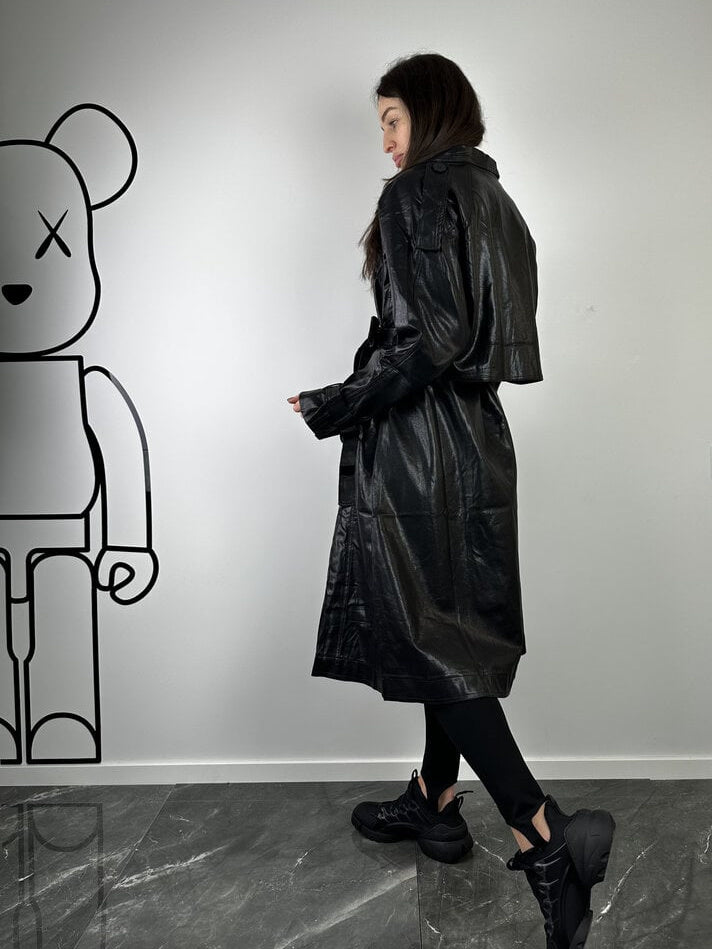 Trench in ecopelle nero