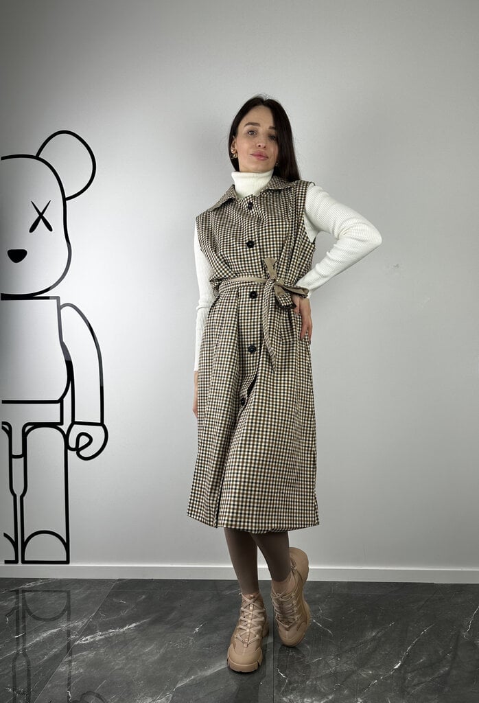 Beigie Trench coat with attaching sleeves