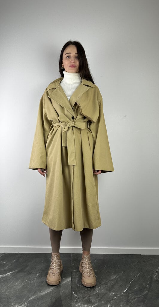 Beigie Oversize classical trench coat with a belt