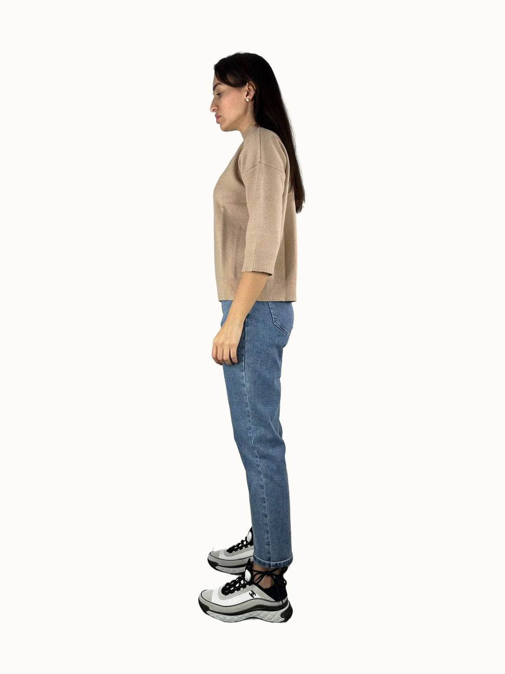 Pullover in misto cashmere beige