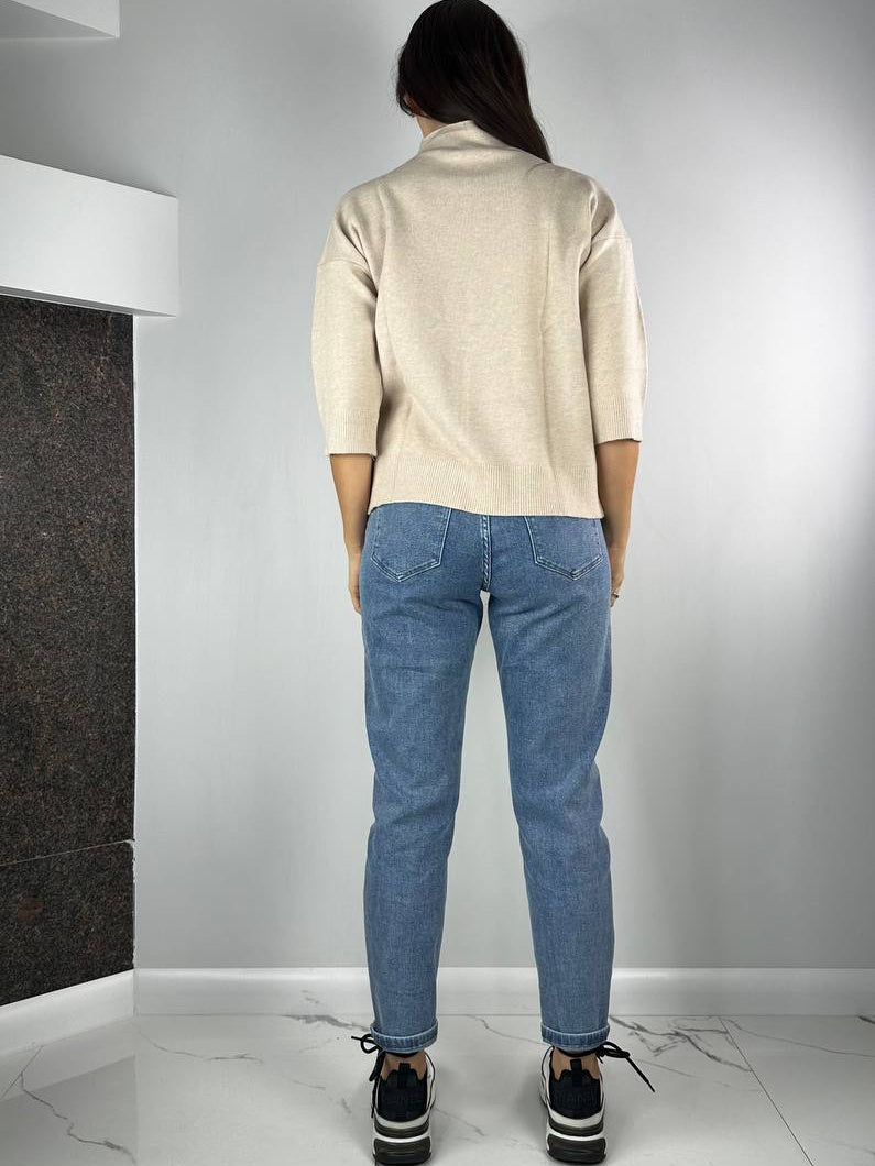 Pullover in misto cashmere crema