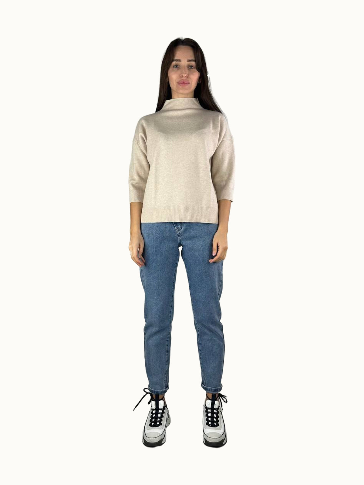 Pullover in misto cashmere crema
