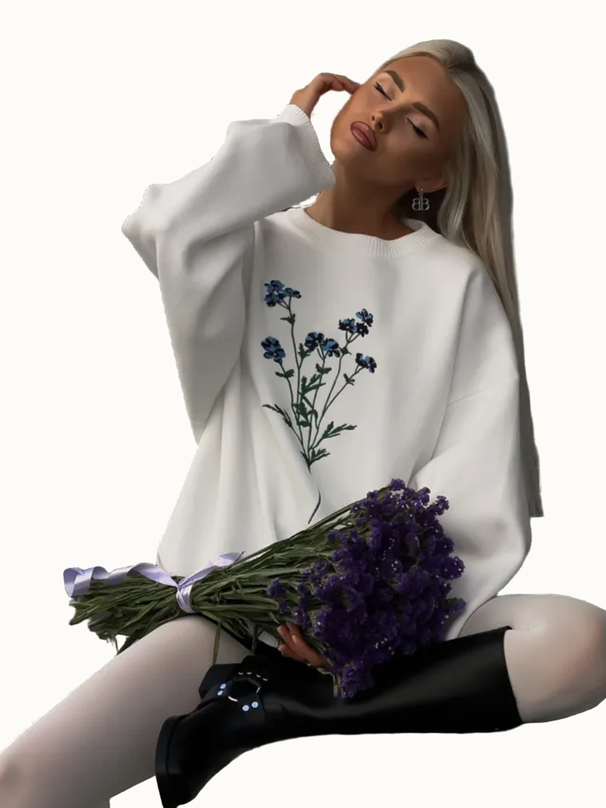 Pullover in cotone bianco