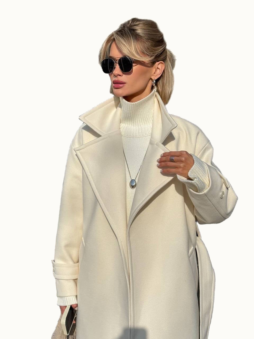 Cappotto lungo oversize con revers ampi