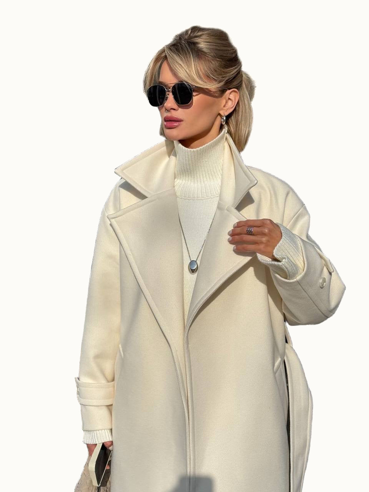 Manteau long oversize à larges revers