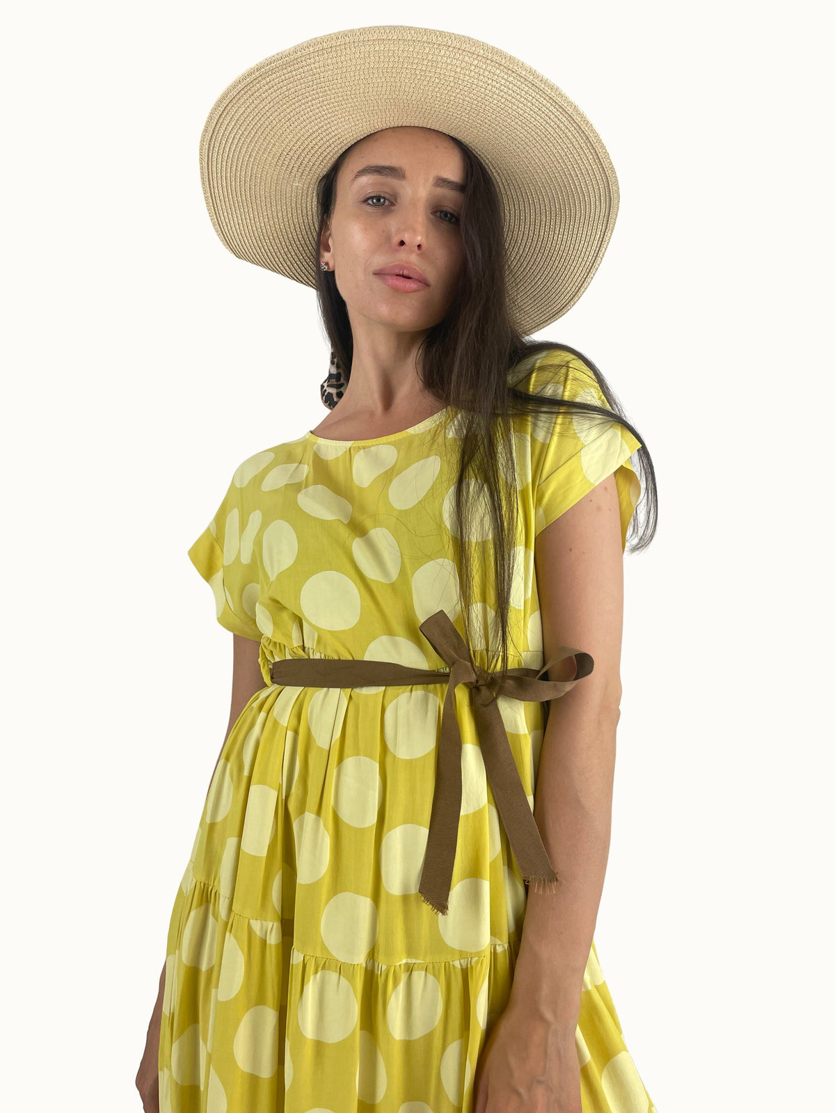 Vestido de viscosa amarillo